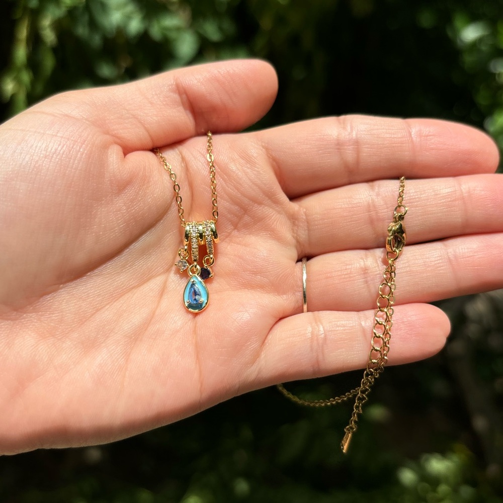 18K Gold Plated Moroccan Style Diamond Charm Necklace - Picture 6 of 6